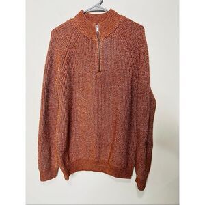 Alesbury Orange Gingerbread Marled Pullover 1/4 Zip Sweater Men's Sz L
